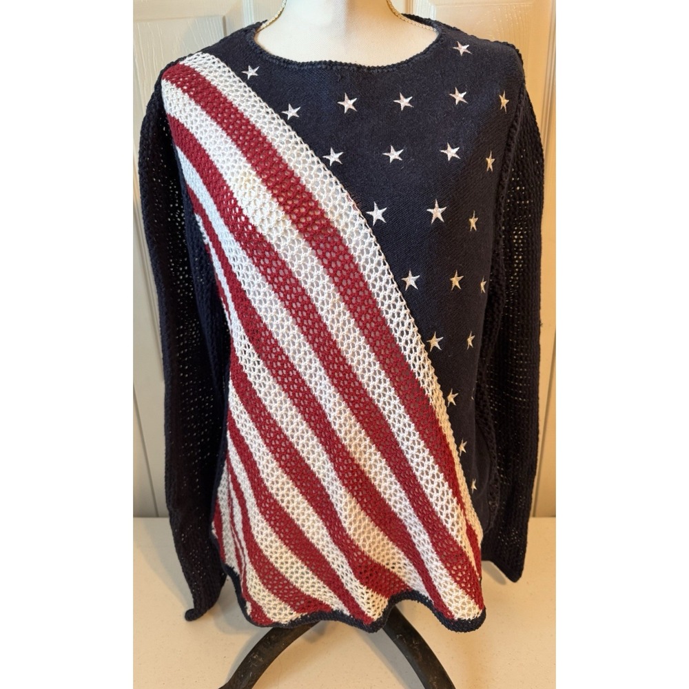 Norton Studio Patriotic Summer Sweater XL Cotton Blend July 4th Perfect
